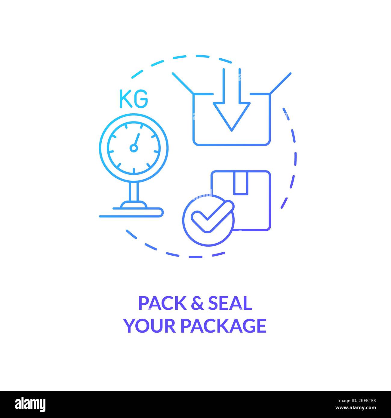 Verpacken und versiegeln Sie Ihr blaues Gradientenkonzept-Symbol für Ihr Paket Stock Vektor