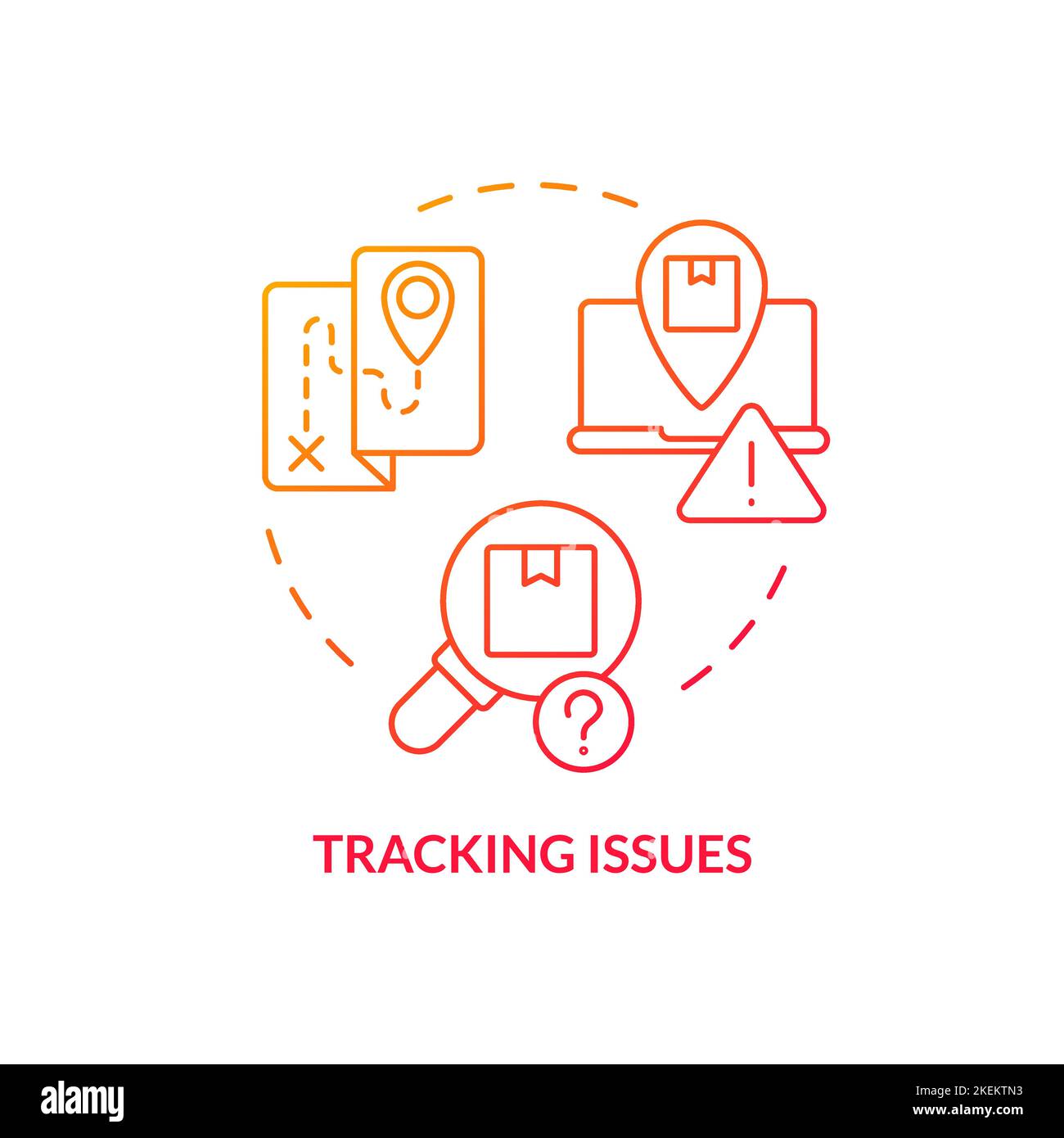 Tracking-Probleme rotes Gradientenkonzept-Symbol Stock Vektor