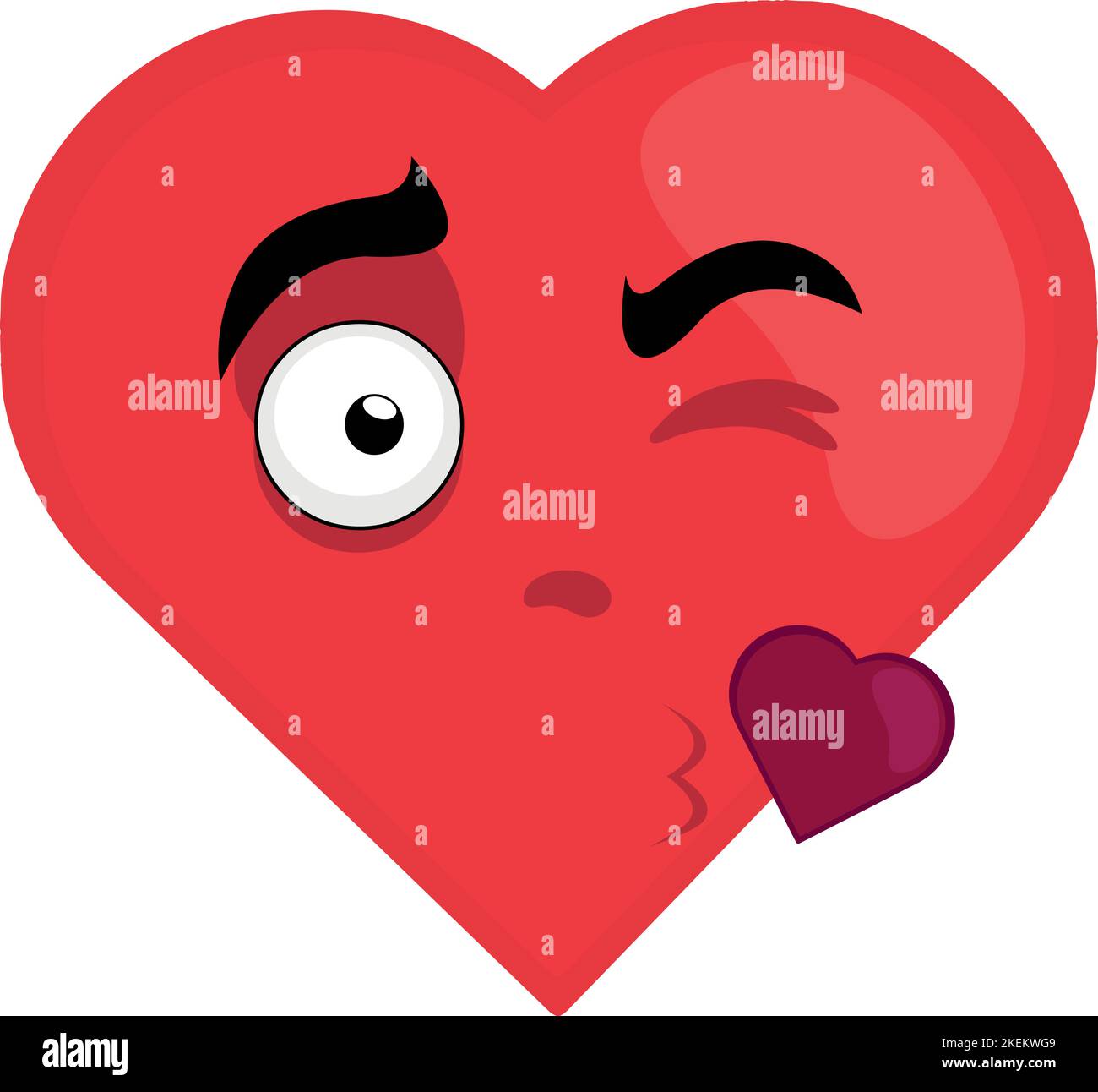 vector Emoticon Illustration eines herzförmigen Zeichentrickfigur geben einen Kuss Stock Vektor