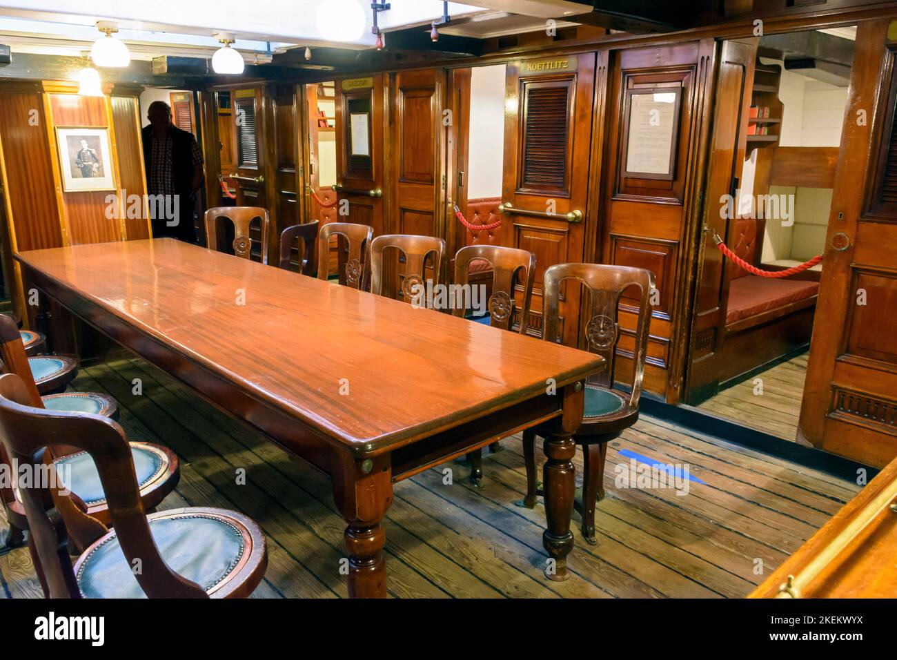 Der ward Room an Bord des RRS Discovery, Discovery Point, Dundee, Schottland, Großbritannien Stockfoto