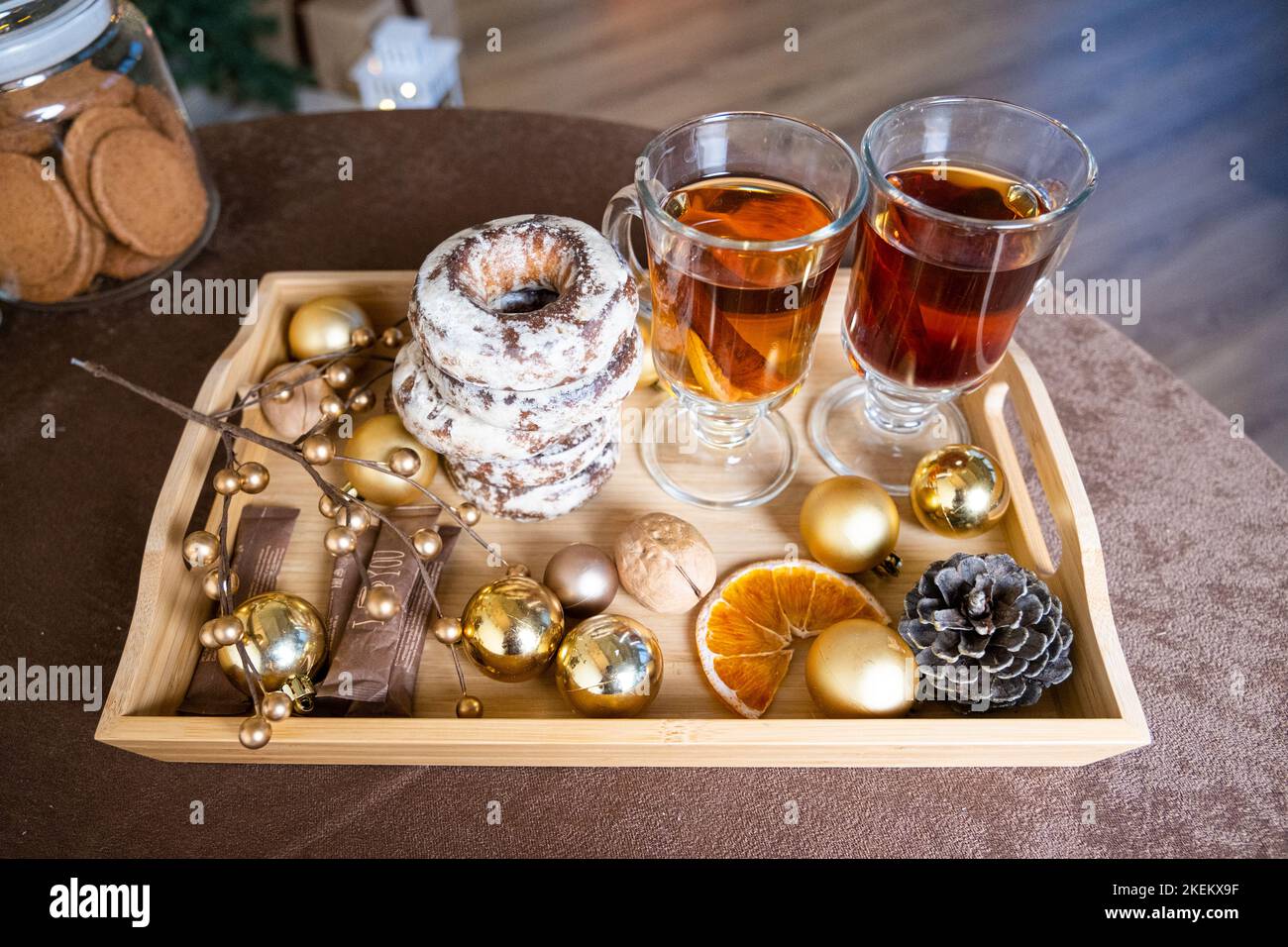 Weihnachtsdekor essen Neues Jahr Weihnachtsbaum Süßigkeiten Stockfoto