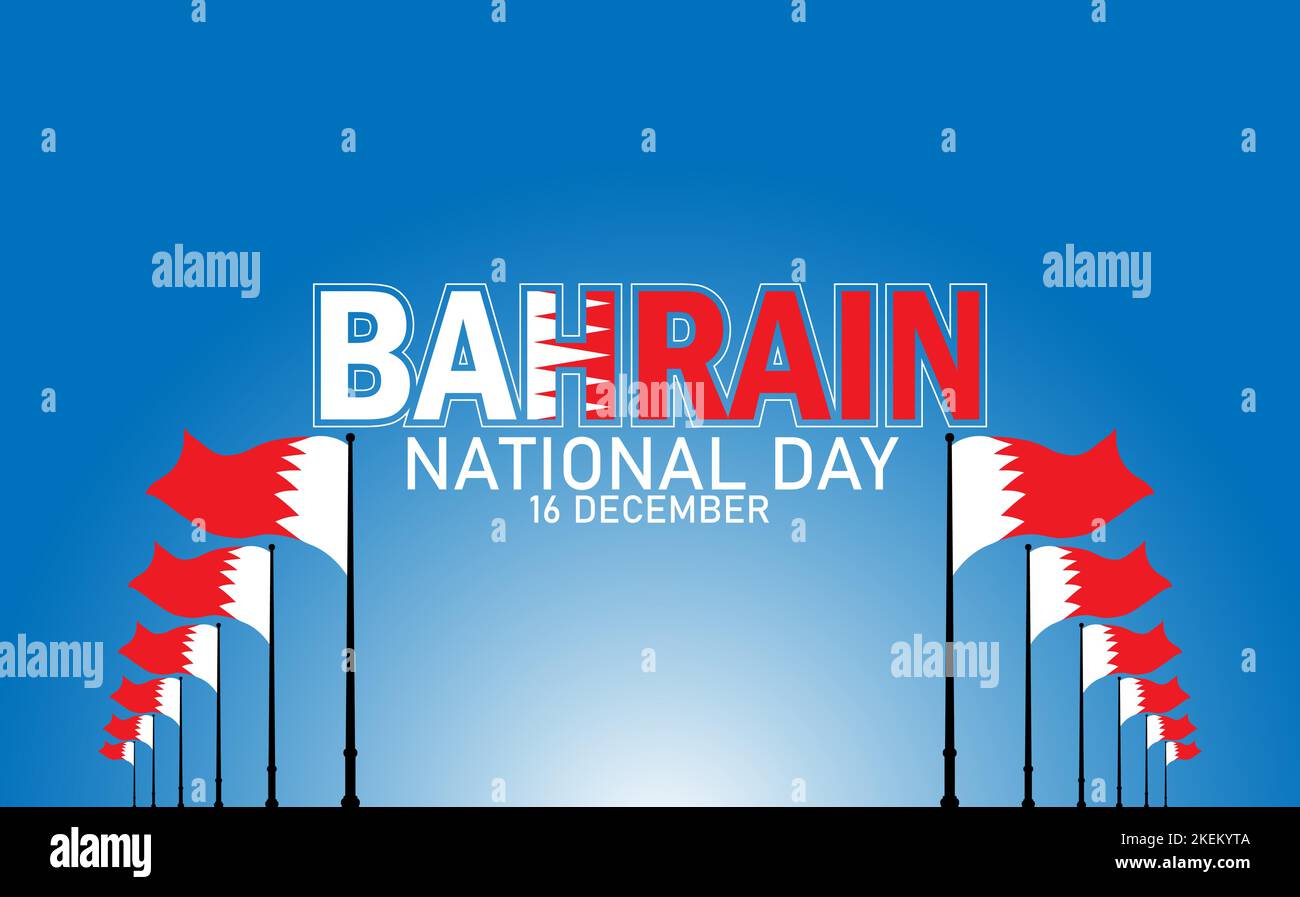 Plakat zur Feier des nationalen Tages von Bahrain. Nationaler Tagesvektor mit Bahrain-Flagge, Bahrain Nationalfeiertag Stock Vektor