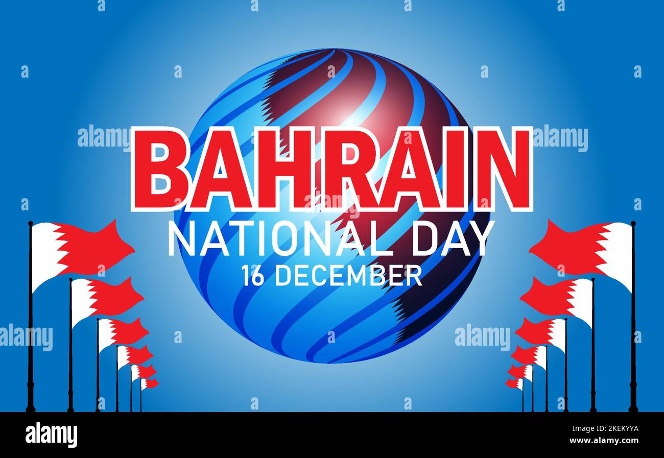 Poster-Illustration zur Feier des nationalen Tages in Bahrain. Nationaler Tagesvektor mit Bahrain-Flagge, Bahrain Nationalfeiertag Stock Vektor