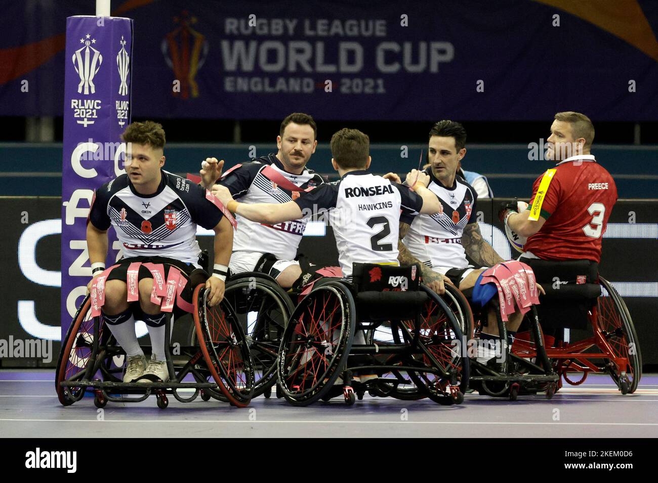 England feiert während des Halbfinalspiels der Rugby League Wheelchair im Eis Sheffield. Bilddatum: Sonntag, 13. November 2022. Stockfoto