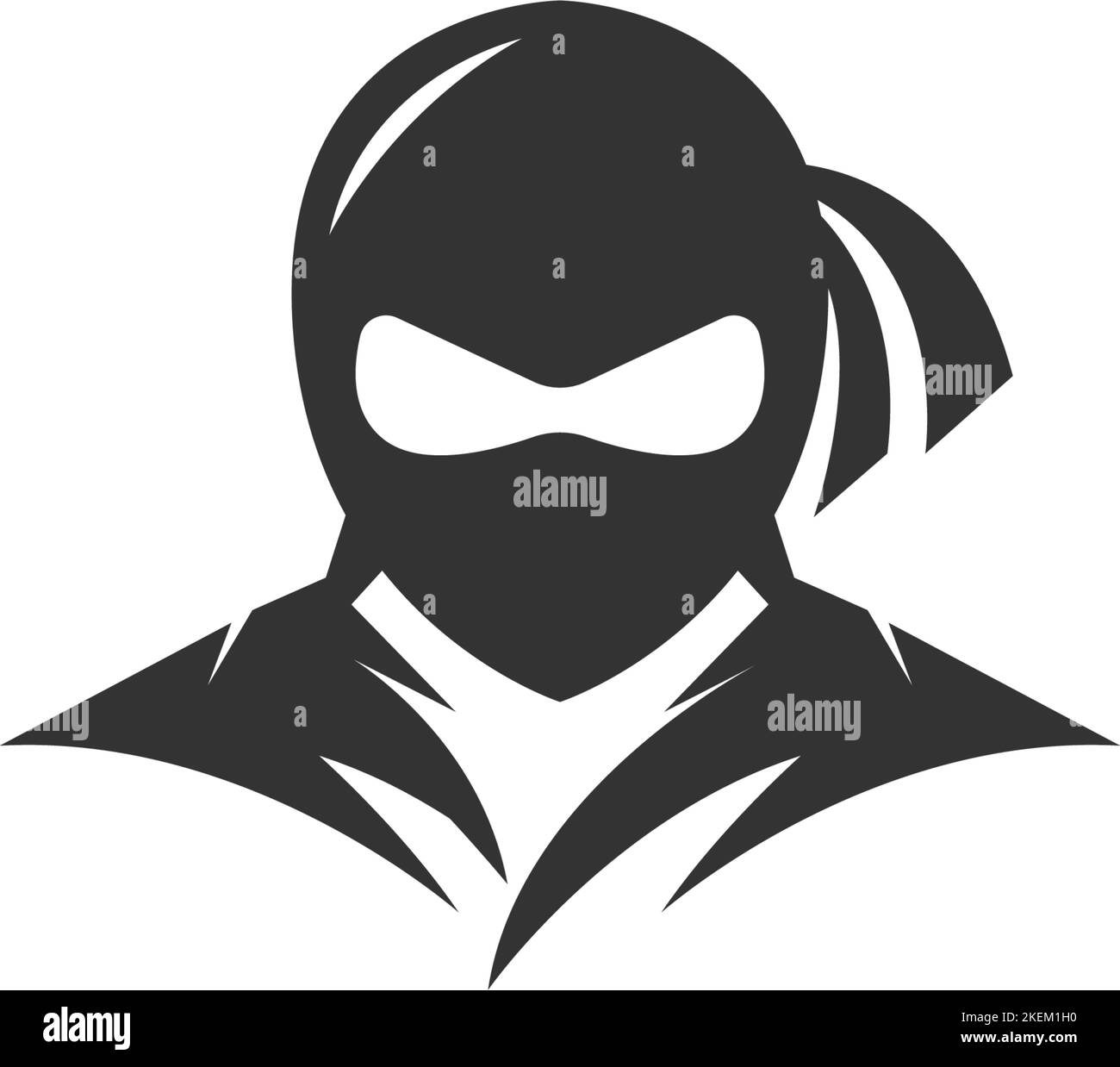 Eine digitale Illustration eines schwarzen Ninja-Firmenlogos auf weißem Hintergrund Stock Vektor