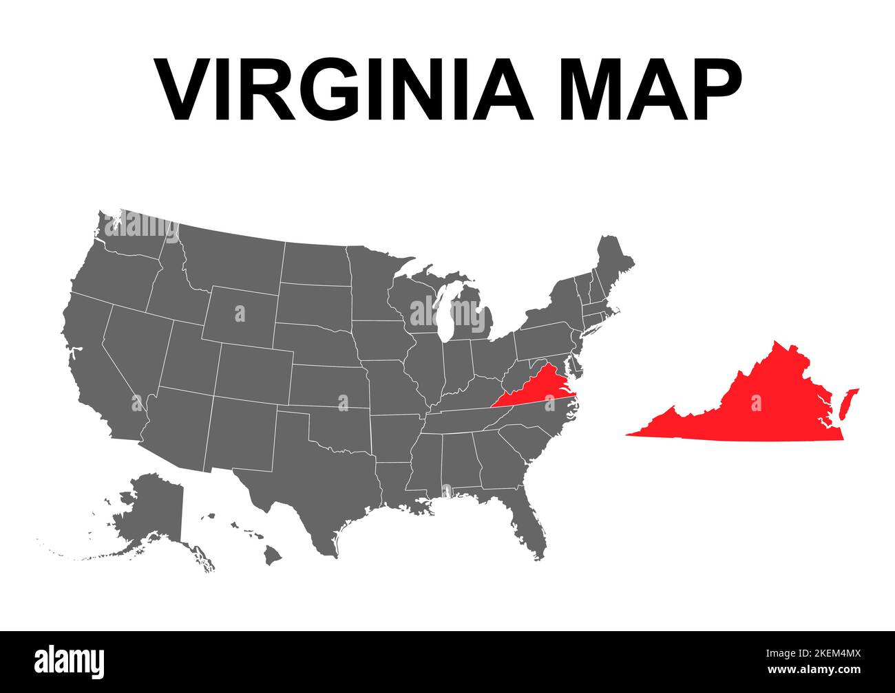 Virginia Kartenform, vereinigte Staaten von amerika. Flache Konzept Symbol Symbol Vektor Illustration . Stock Vektor