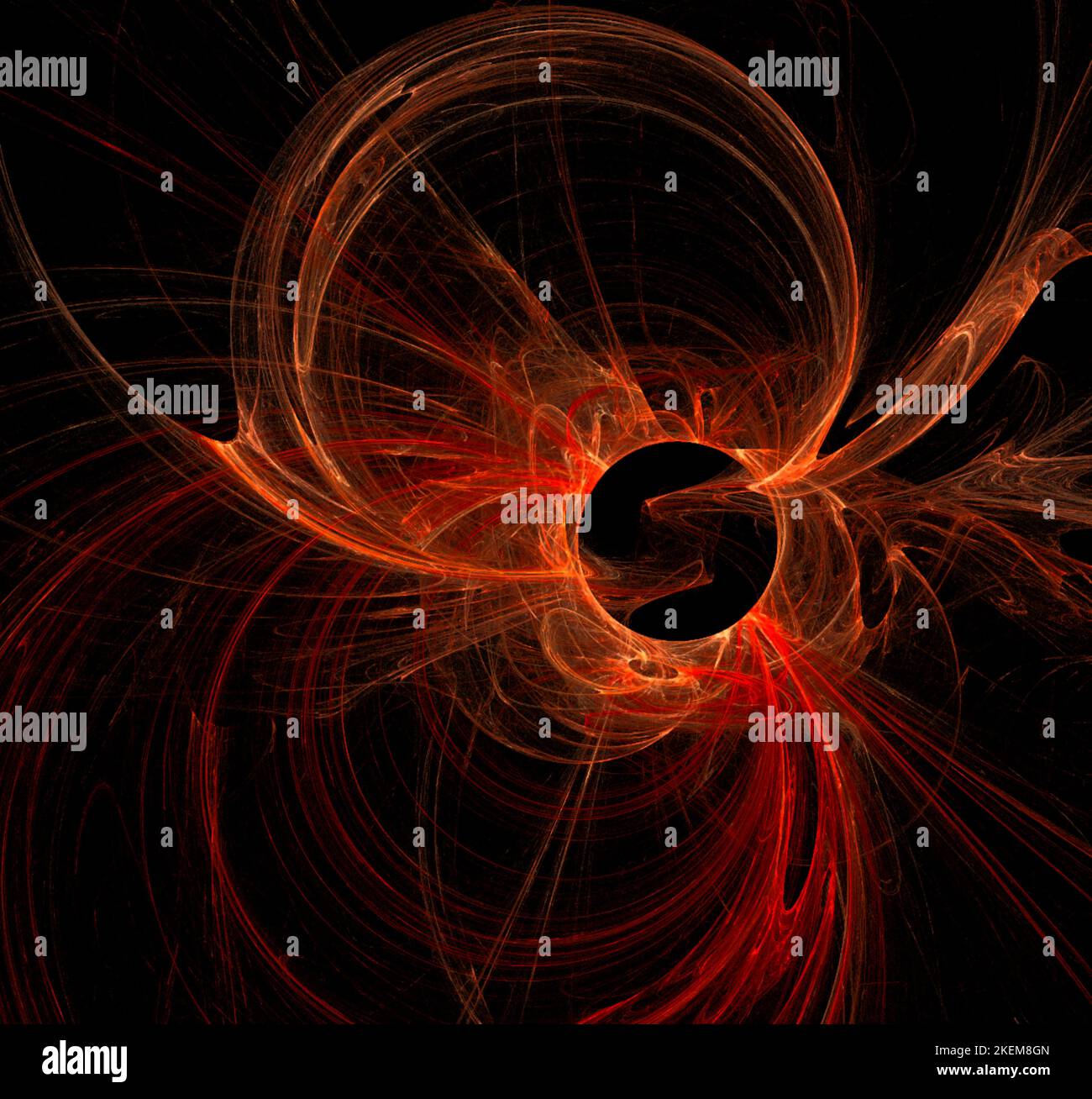 Raum Fantasy Illustration des roten Planetensystems auf dunklem Raum Hintergrund, Kunst, Design Stockfoto