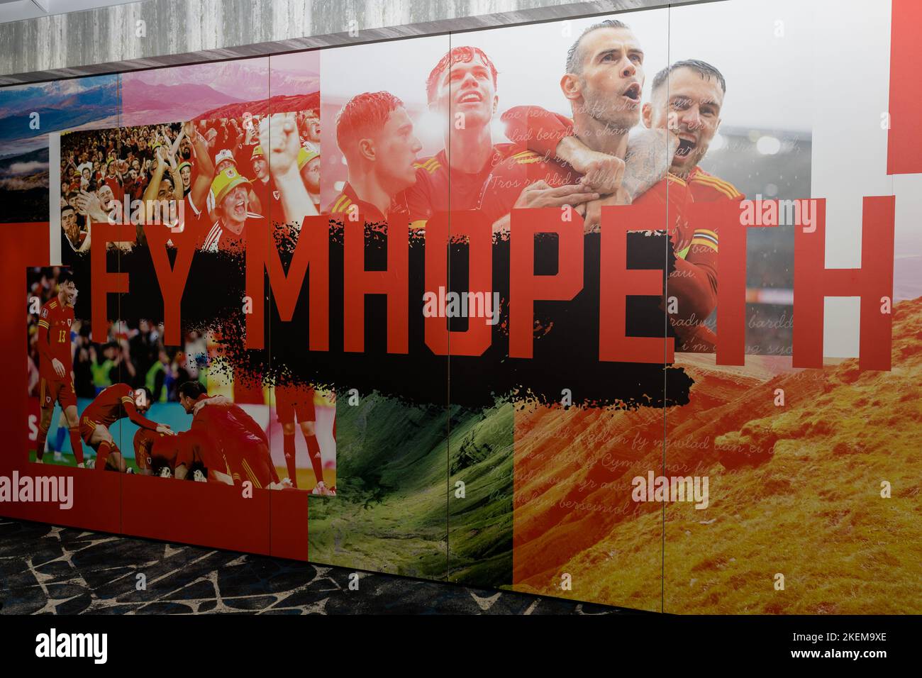 PONTYCLUN, GROSSBRITANNIEN. 13.. November 2022. Hotel-Branding im Val Resort, Pontyclun vor der FIFA-Weltmeisterschaft 2022 in Katar am the13.. November 2022. (Bild von John Smith/FAW) Quelle: Football Association of Wales/Alamy Live News Stockfoto