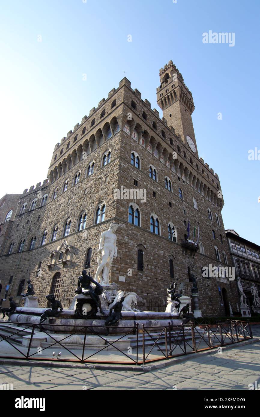 Palazzo Vecchio Piazza Signoria Florenz Stockfoto