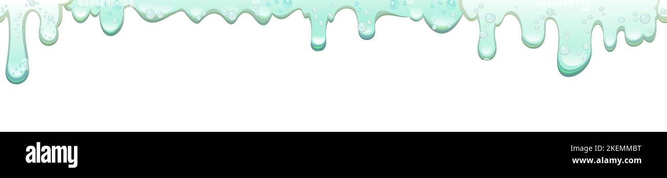 Schaum tropft. Schäumende Flüssigkeiten. Wasser, Reinigungsmittel oder Lebensmittelprodukte. Isoliert auf weißem Hintergrund. Vektor Stock Vektor