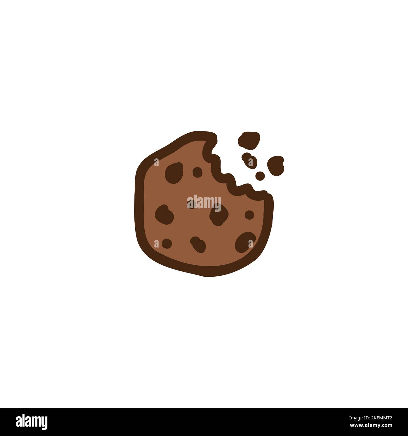 Schokoladenkekse. Plätzchenbrösel gebissen. Vektorgrafik handgezeichnete Illustration Stock Vektor