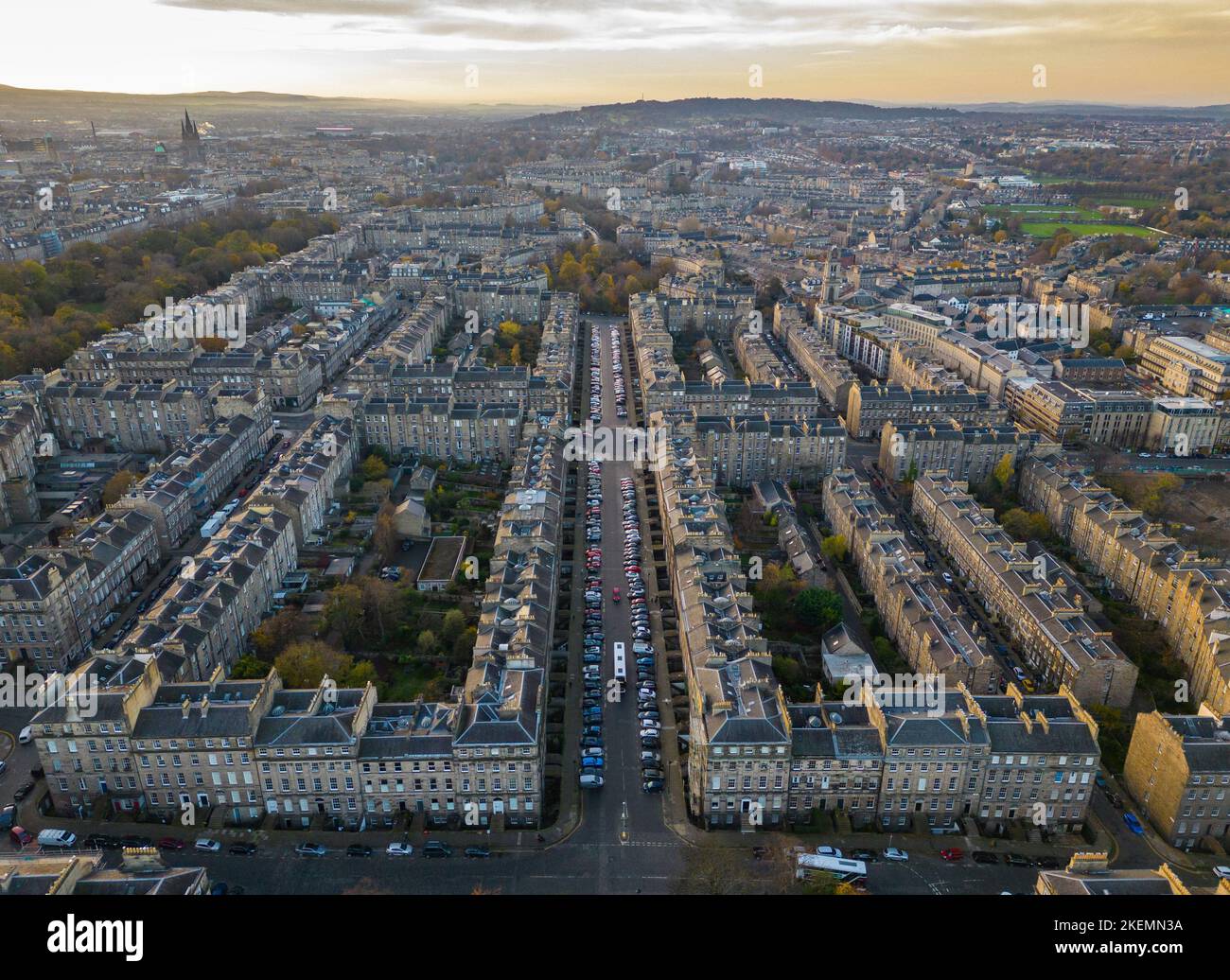 Luftaufnahme der Great King Street in Edinburgh New Town ein UNESCO-Weltkulturerbe, Schottland, Großbritannien Stockfoto