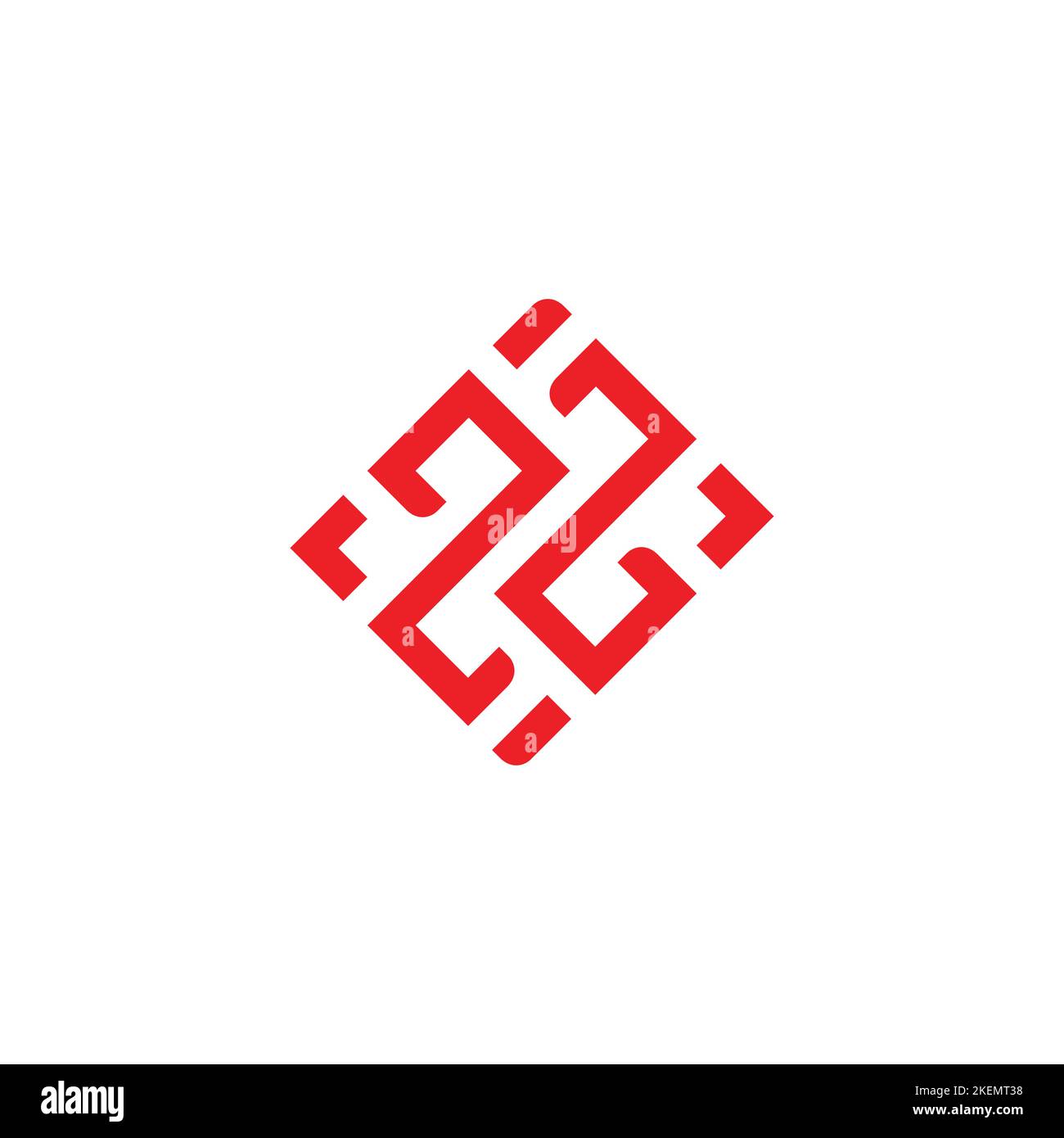 Zahl 22 abstrakter linearer quadratischer Logovektor Stock Vektor