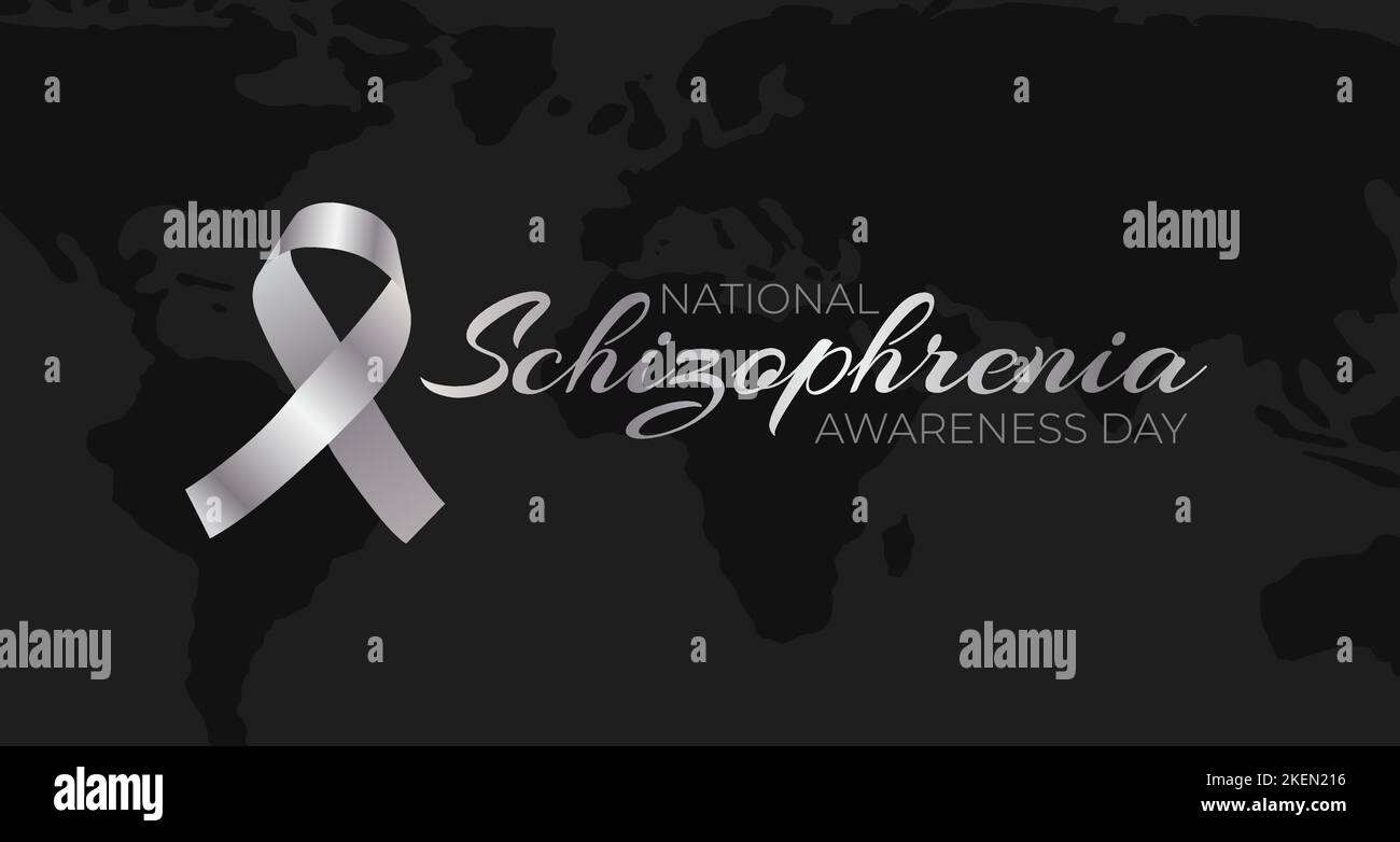 Black National Schizophrenia Awareness Day Illustration mit Silberband Stock Vektor