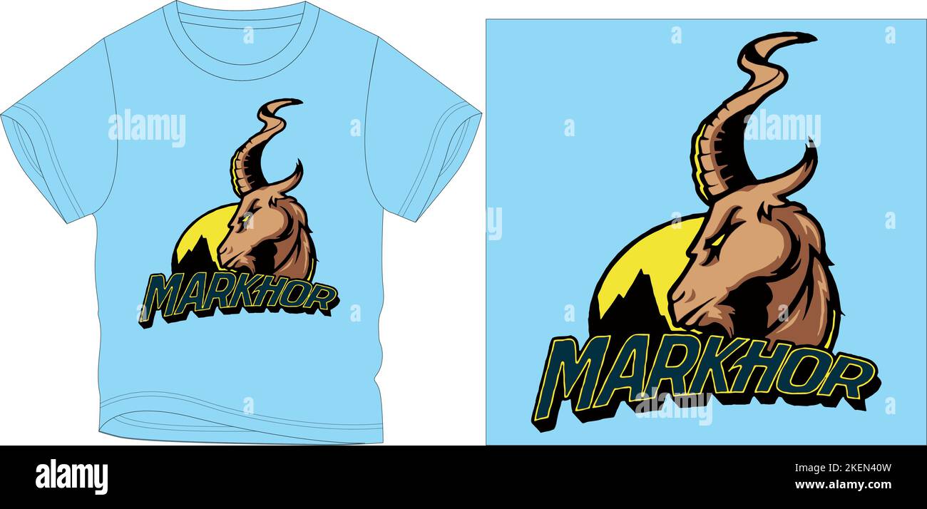 markhor T-Shirt Grafikdesign Vektordarstellung digitale Datei Stock Vektor