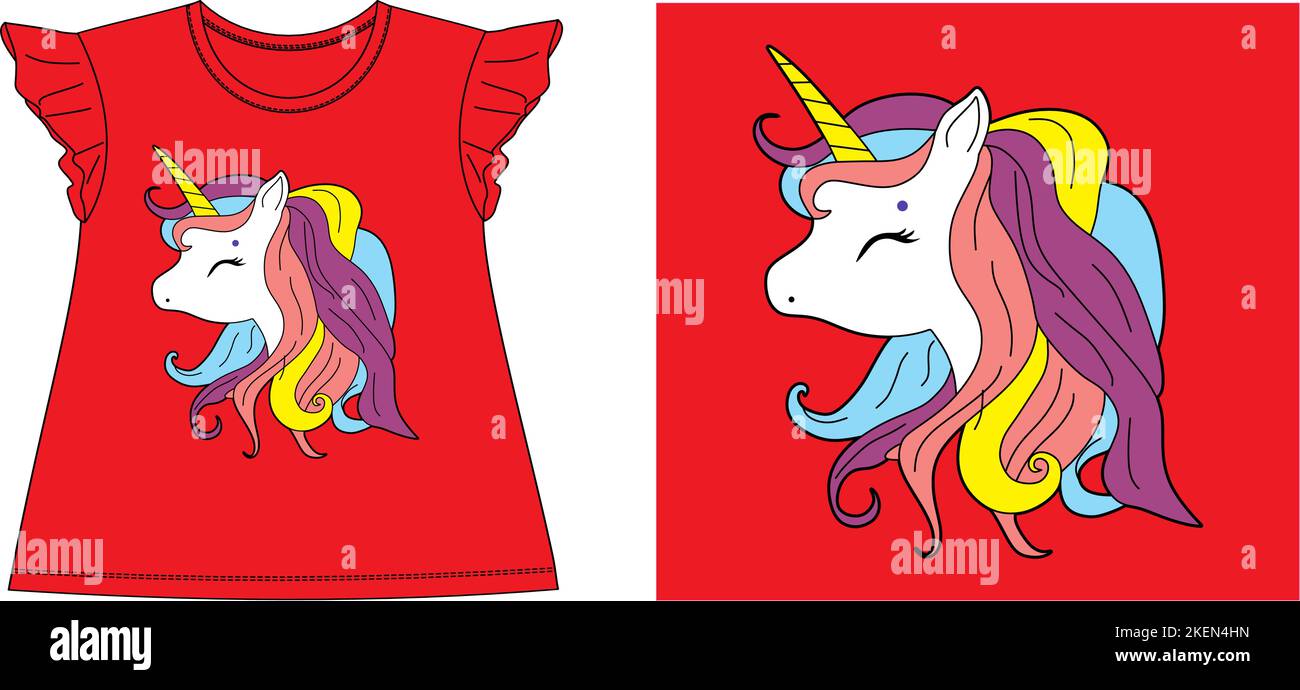 unicorn T-Shirt Grafikdesign Vektordarstellung digitale Datei Stock Vektor