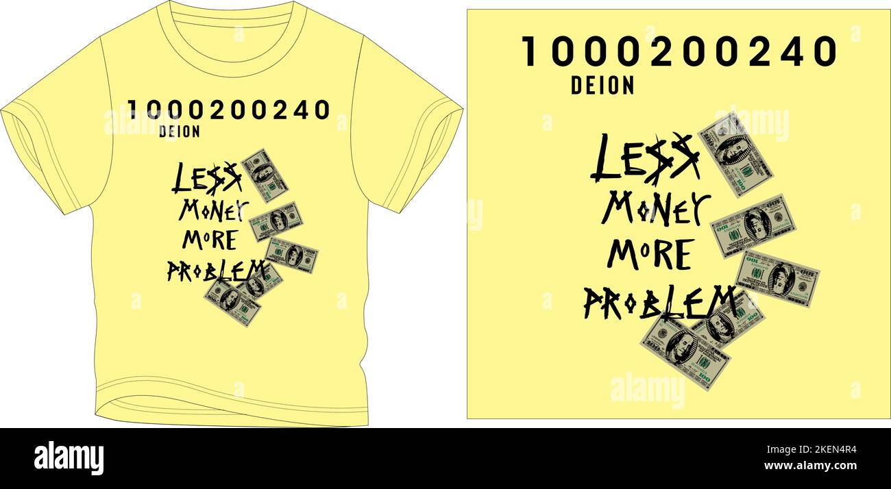 Weniger Geld mehr Problem T Shirt Grafikdesign Vektordarstellung digitale Datei Stock Vektor