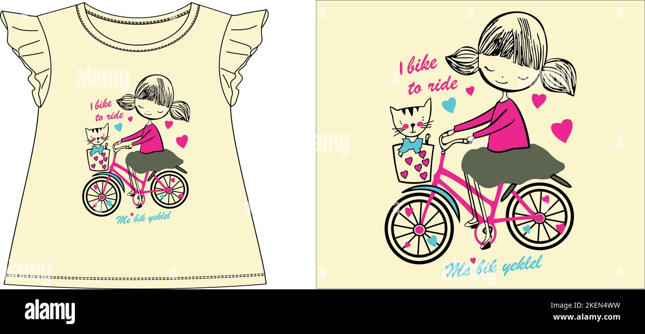 ich fahre gerne Radtouren mit Katzenhemden, Grafikdesign, Vektorgrafik, digitale Datei Stock Vektor