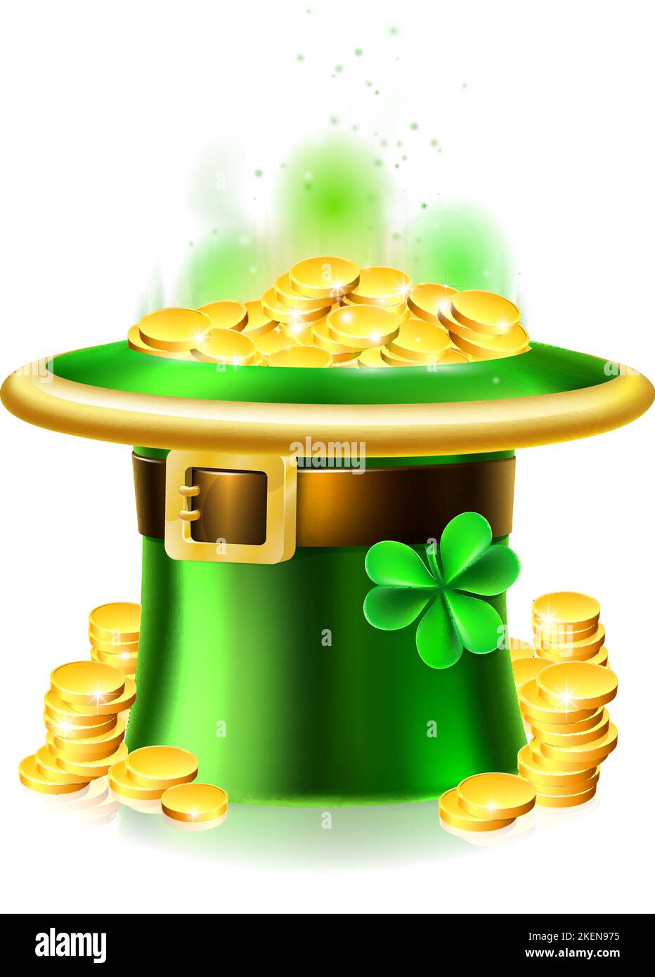 St. Patricks Day Kobold-Hut Mit Goldmünze Stock Vektor