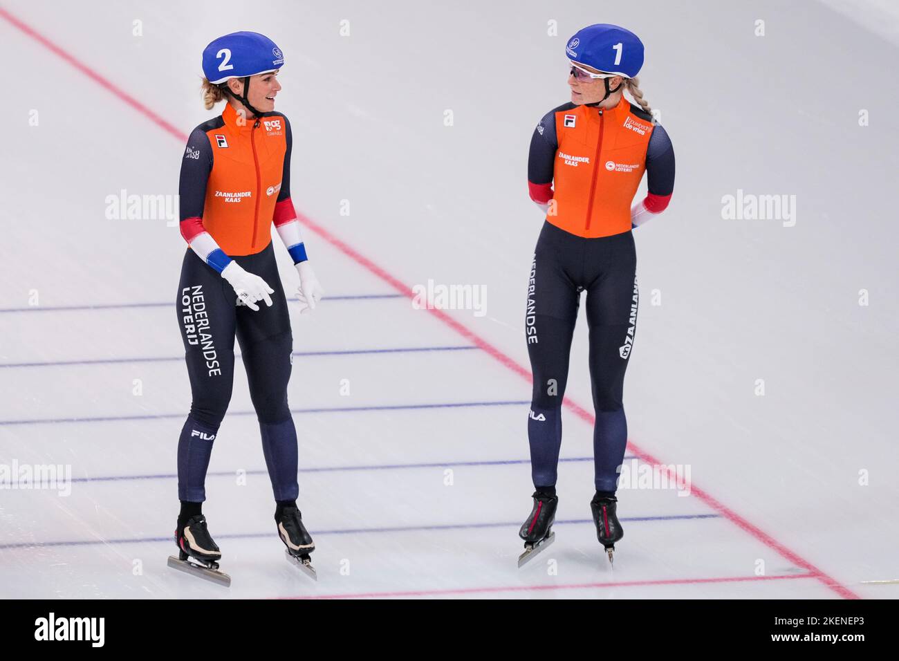 STAVANGER, NORWEGEN - 13. NOVEMBER: Irene Schouten, Marijke Groenewoud beim Speedskating World Cup 1 am 13. November 2022 in Stavanger, Norwegen (Foto: Douwe Bijlsma/Orange Picturs) Stockfoto