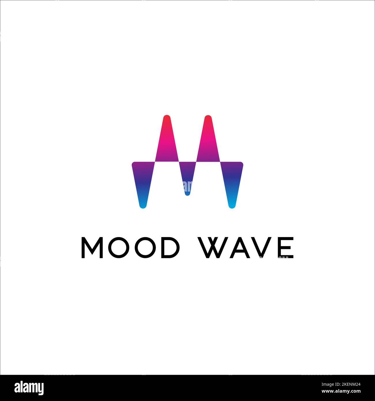 Buchstabe M oder MW, Liquid Sound Wave Logo mit mehrfarbigem Verlauf Stock Vektor