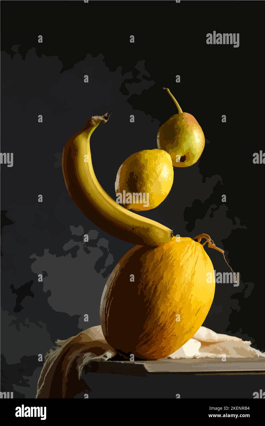 Obst und Beeren gezeichnet Symbole Vektor-Set. Illustration von farbigen und monochromen Früchten für Design Bauernhof Produkt, Markt Label vegetarische Shop. Stock Vektor