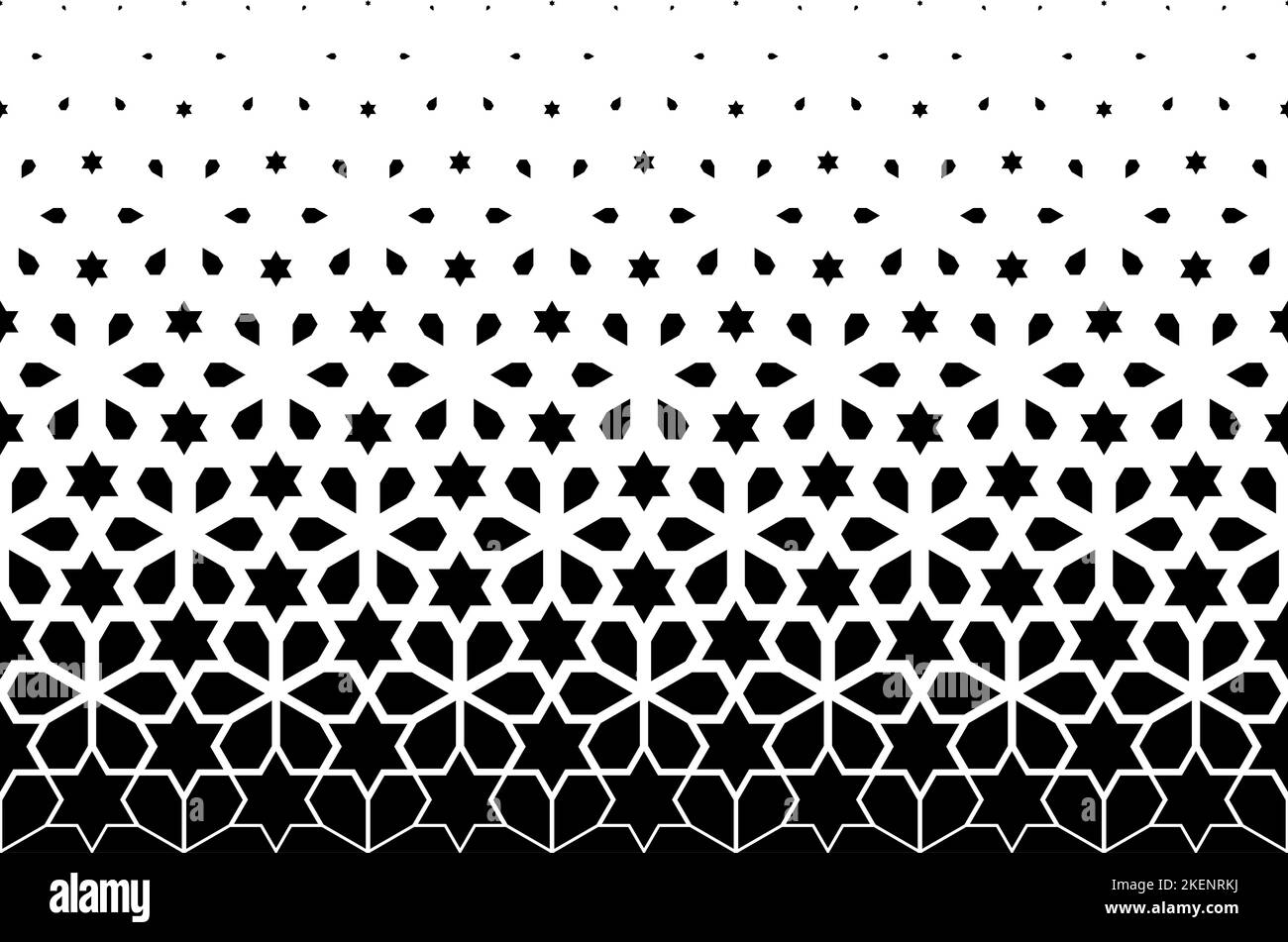 Geometrisches Muster von schwarzen Figuren auf weißem Hintergrund.KURZES Ausblenden.SCALE-Methode. Stock Vektor