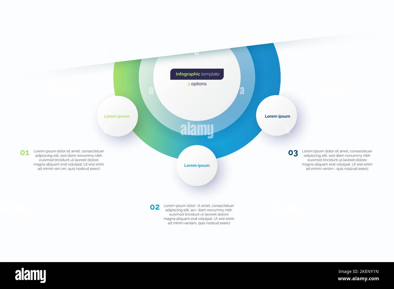 Design-Vorlage mit drei Optionen für Kreis-Infografik. Vektorgrafik Stock Vektor