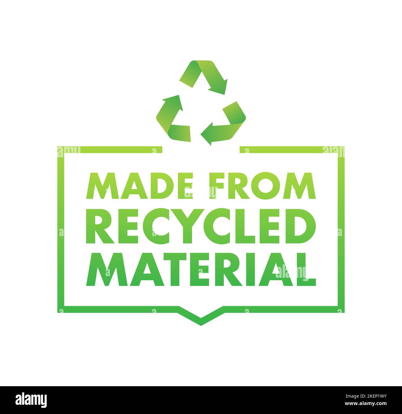 Hergestellt mit Recycling-Materialien Schild, Etikett. Vektorgrafik Stock Vektor
