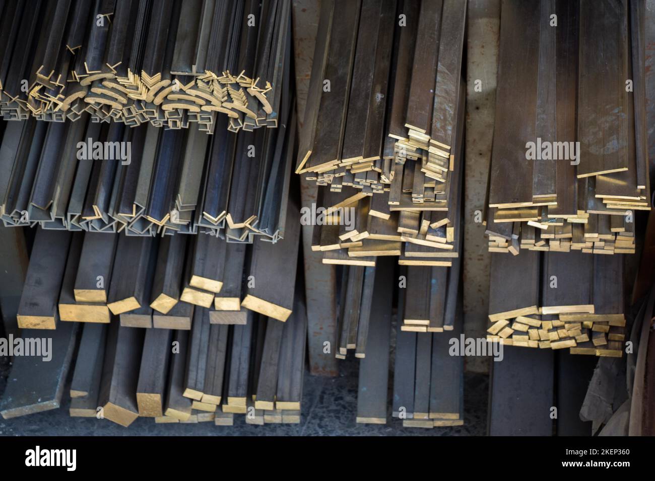 Eisenstangen als Textur aus Metall Spule auf Lager Stockfoto