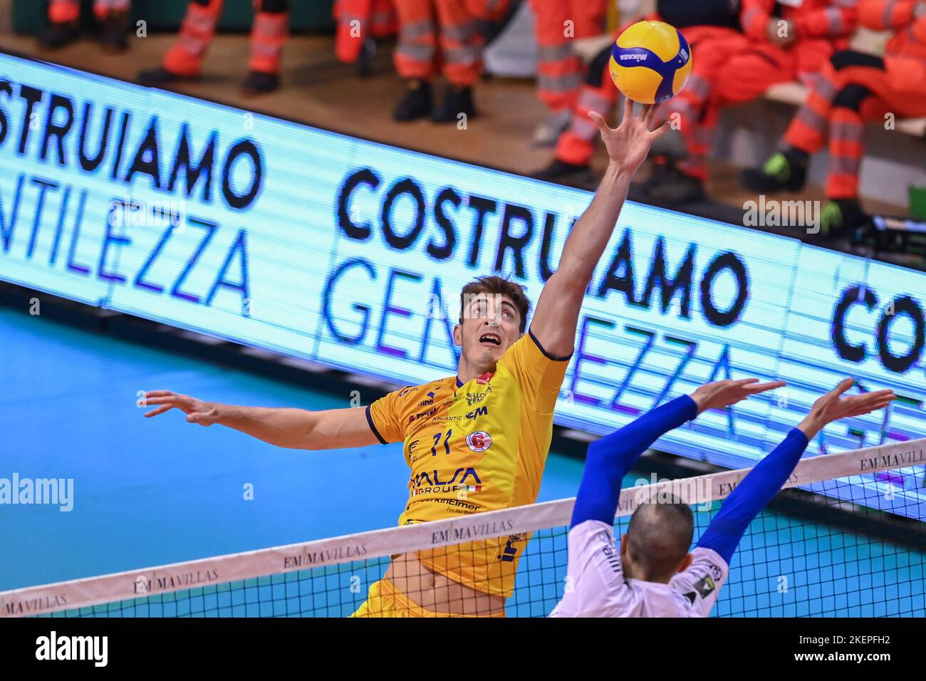 Palaestra, Siena, Italien, 13. November 2022, Tobias Krick (Valsa Group Modena) während der Emma Villas Aubay Siena gegen Leo Shoes Modena - Volleyball Italianische Serie A Superliga Meisterschaft der Männer Stockfoto