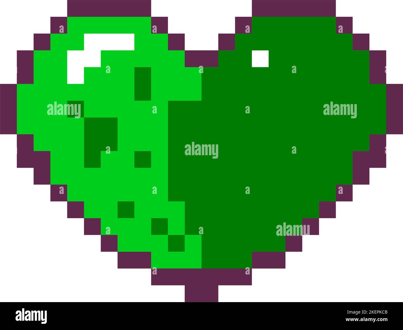 Green Heart Pixel Art für 8-Bit-Spiel-Schnittstelle Stock Vektor