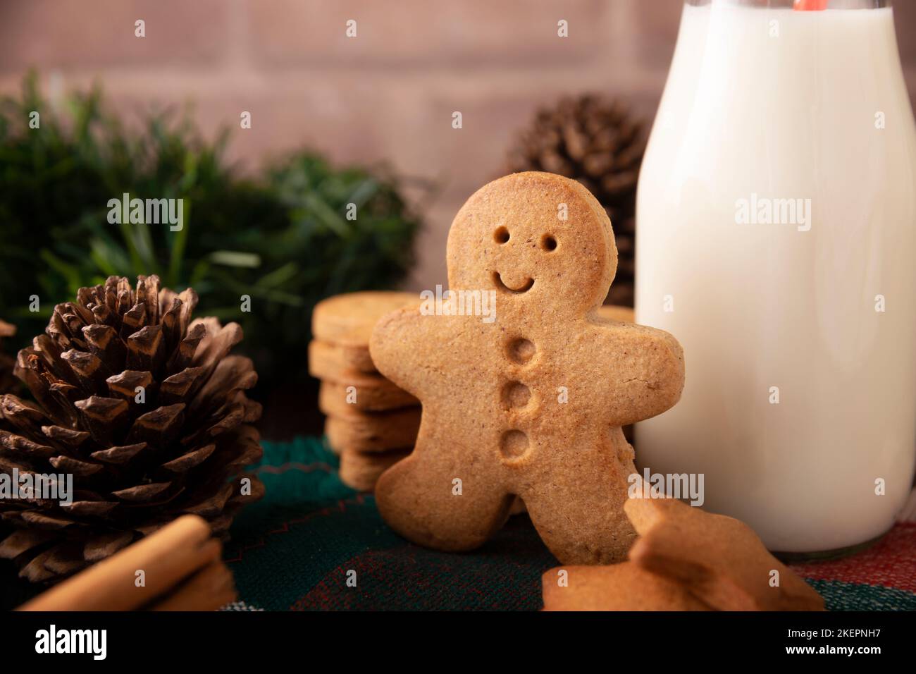Hausgemachte Lebkuchen Männer Kekse, traditionell zu Weihnachten und den Feiertagen hergestellt. Stockfoto