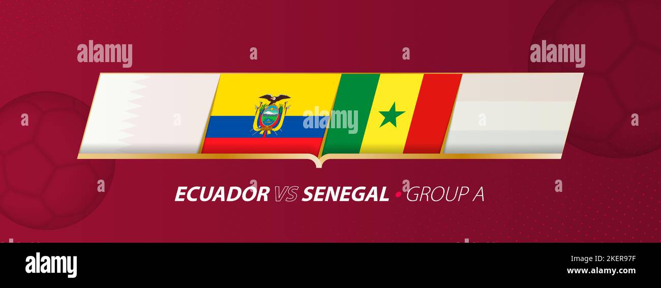 Ecuador - Senegal Fußballspiel Illustration in der Gruppe A. Vektorflaggen. Stock Vektor