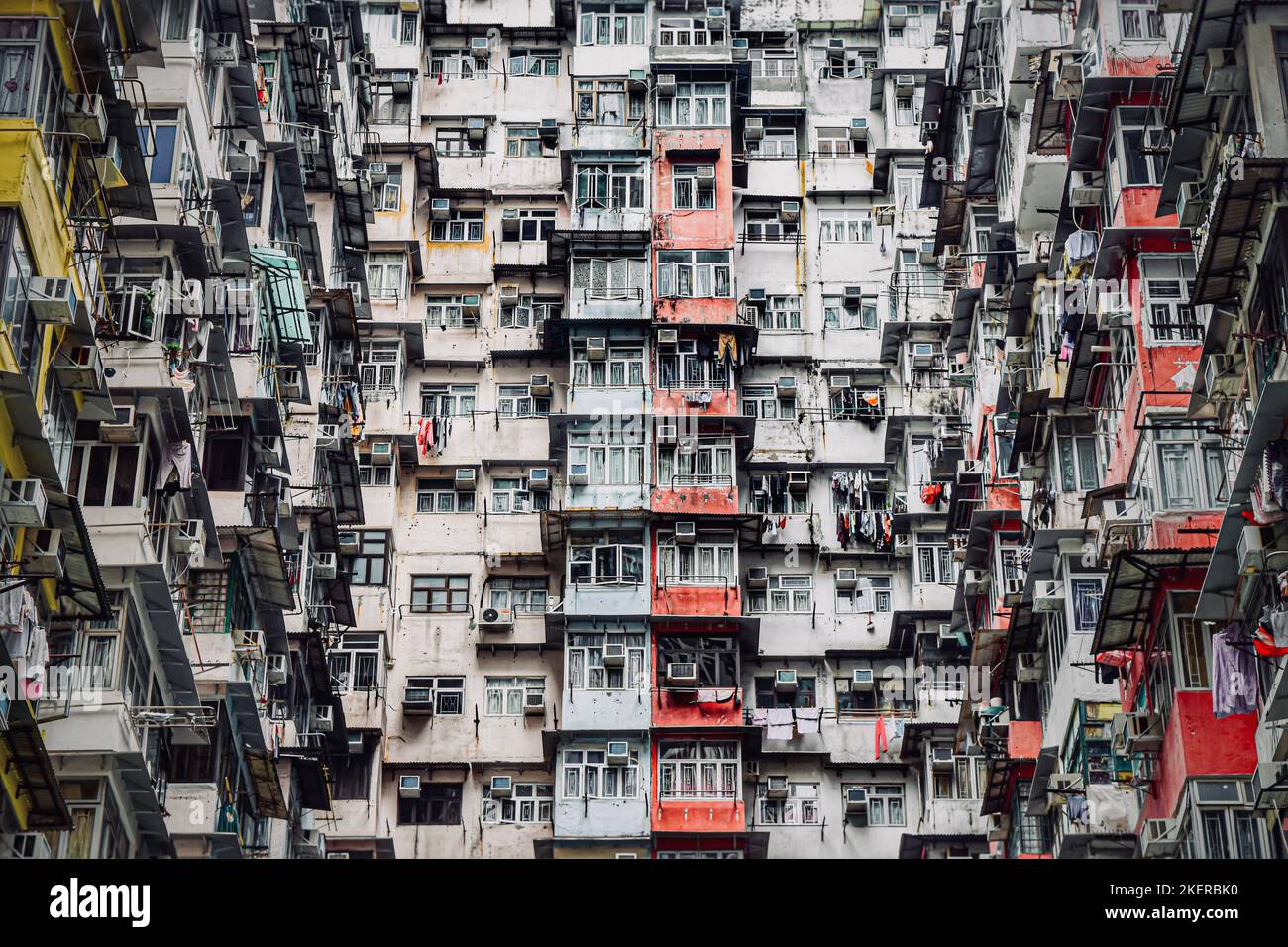 Yick Fat Gebäude. Es ist einer der berühmten Orte, die man in Hongkong besuchen sollte. Stockfoto