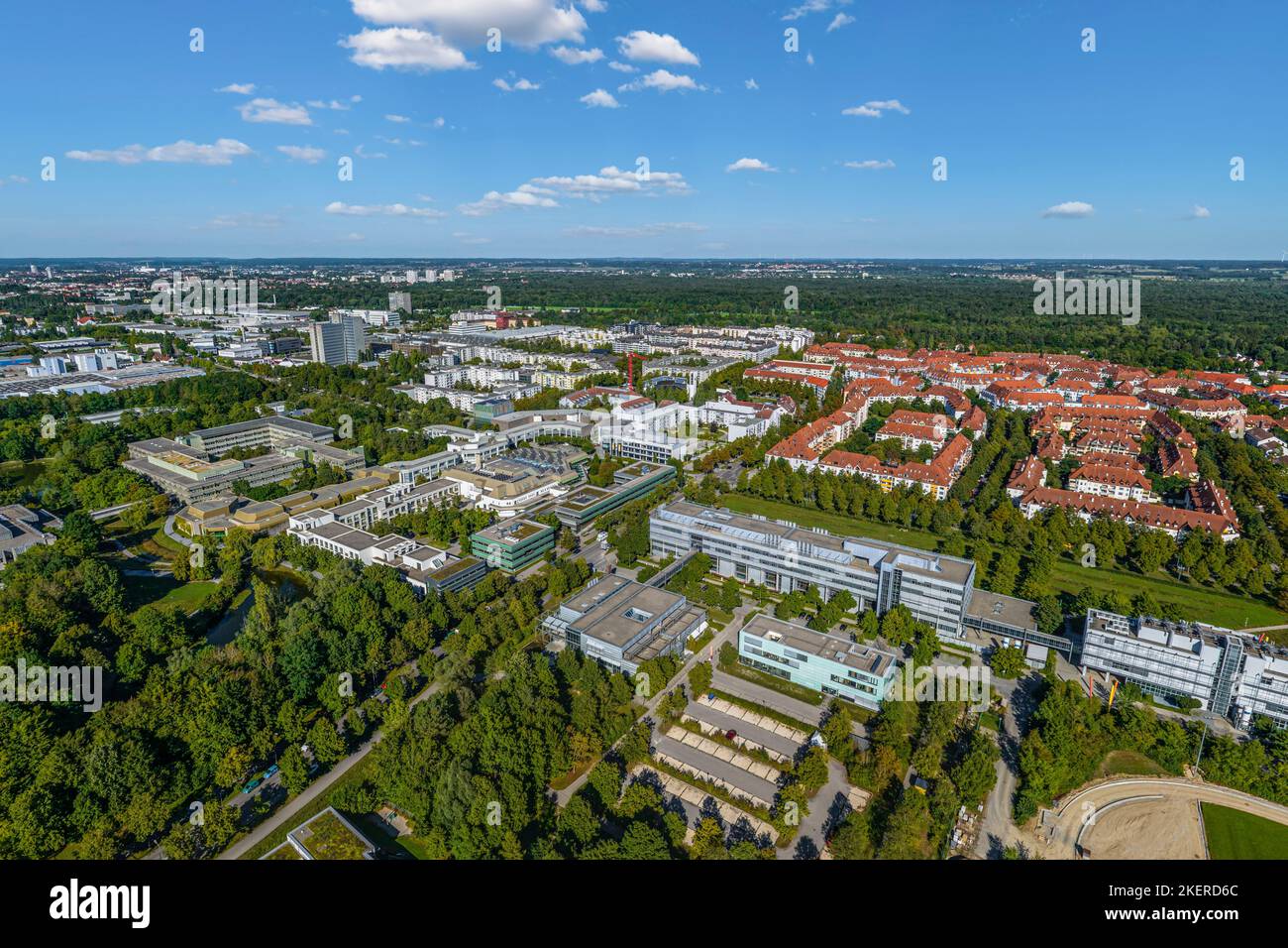 Luftaufnahme in die Region um die Universität Augsburg Stockfoto