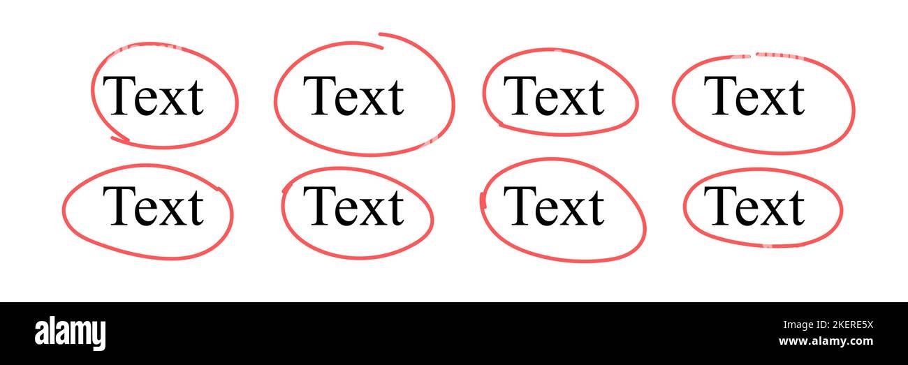 Streichen und markieren Sie Text. Satz verschiedener Elemente Stock Vektor