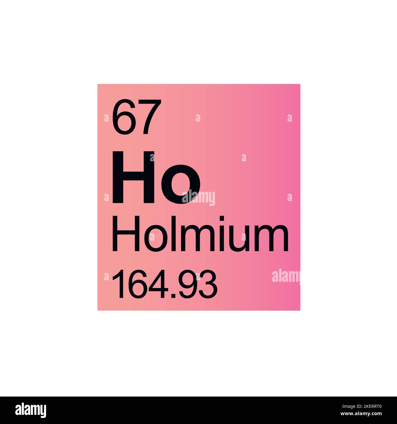 Holmium chemisches Element von Mendeleeev Periodensystem auf rosa Hintergrund. Farbenfrohe Vektordarstellung – zeigt Anzahl, Symbol, Namen und Atomgewicht an. Stock Vektor