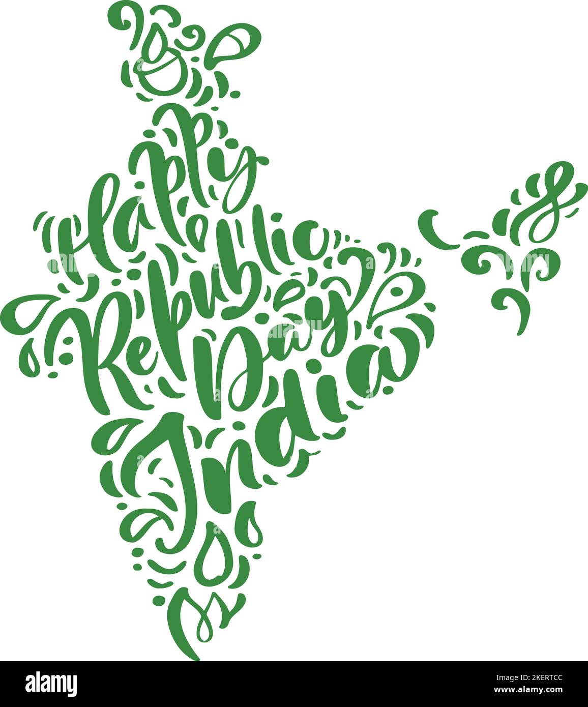 Happy republic Day Indien Feiern mit 26. Januar. Indische Karte grün Text Vektor Illustration Design Stock Vektor