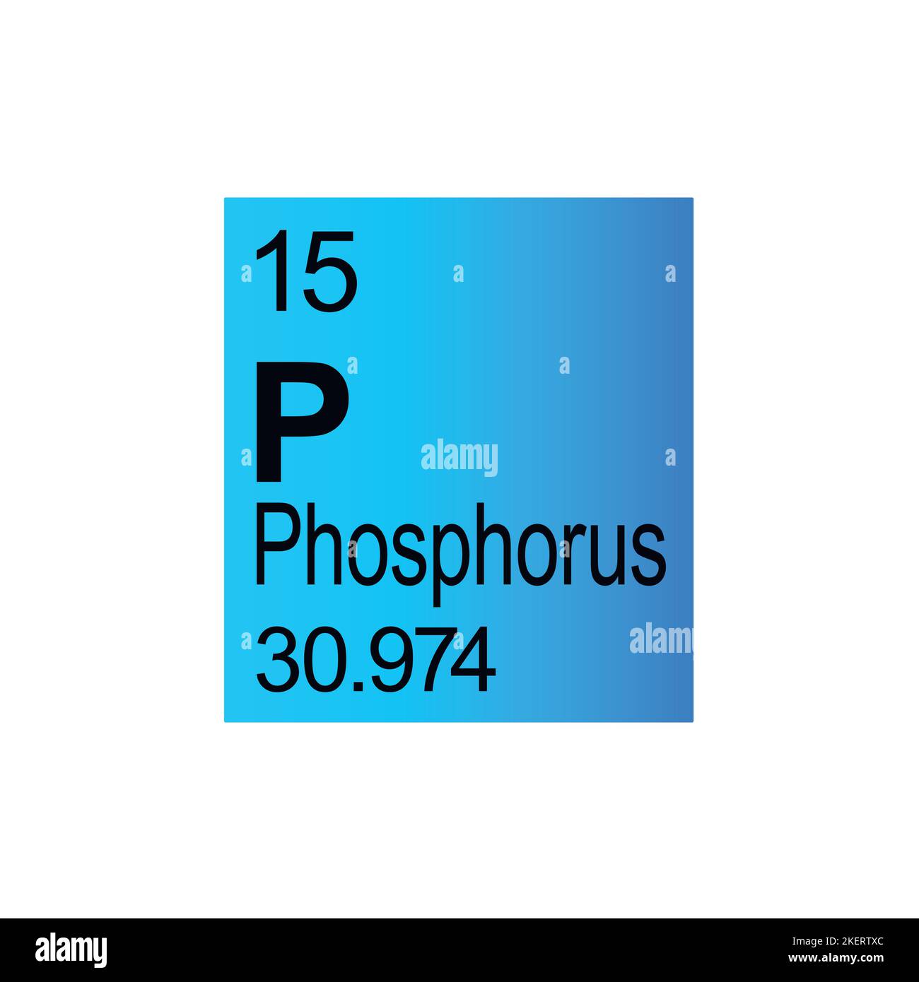 Phosphor chemisches Element von Mendeleejew Periodensystem auf blauem Hintergrund. Farbenfrohe Vektordarstellung – zeigt Anzahl, Symbol, Namen und Atomgewicht an Stock Vektor