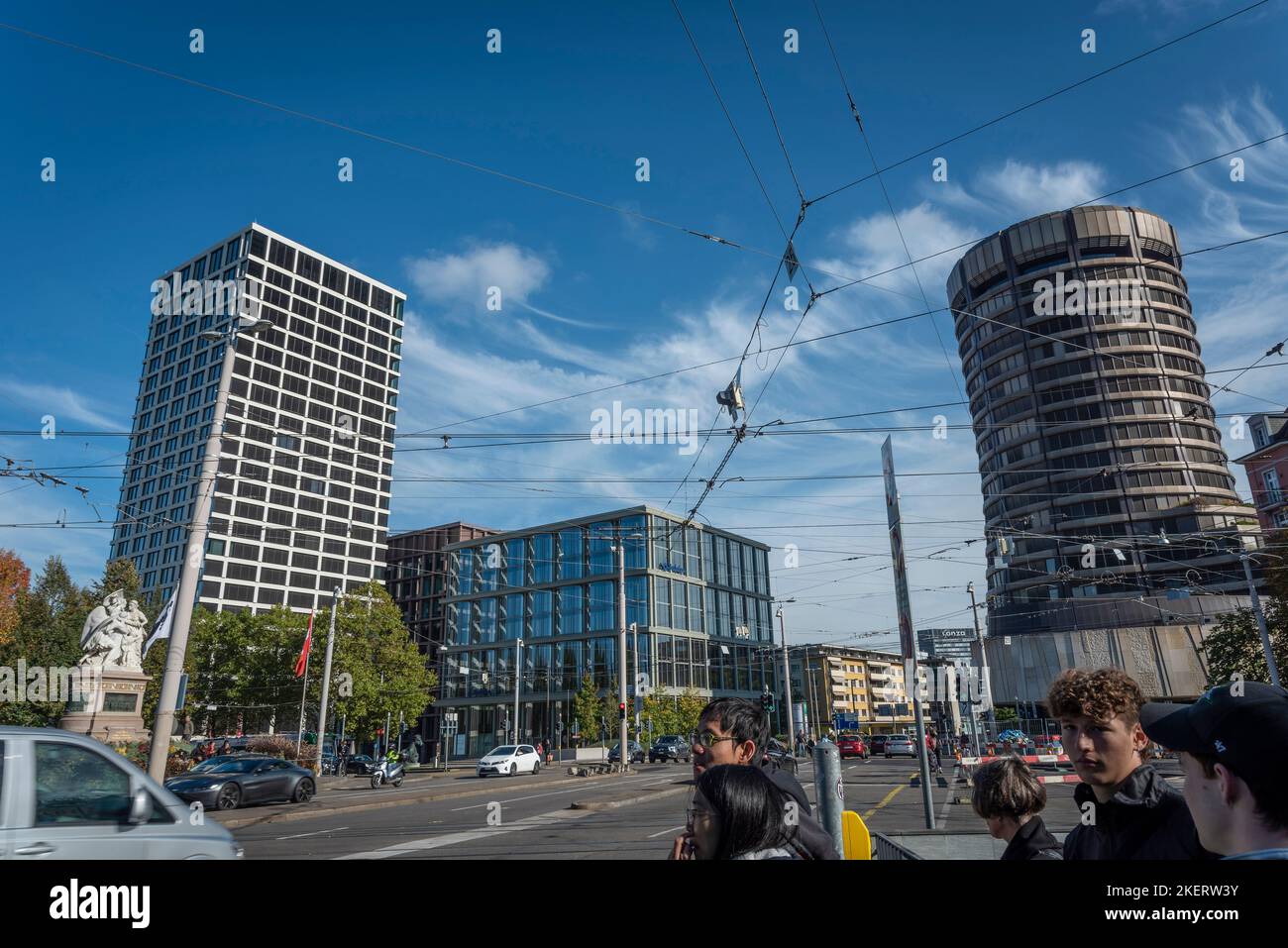 Hochhäuser im Zentrum von Basel, Schweiz Stockfoto