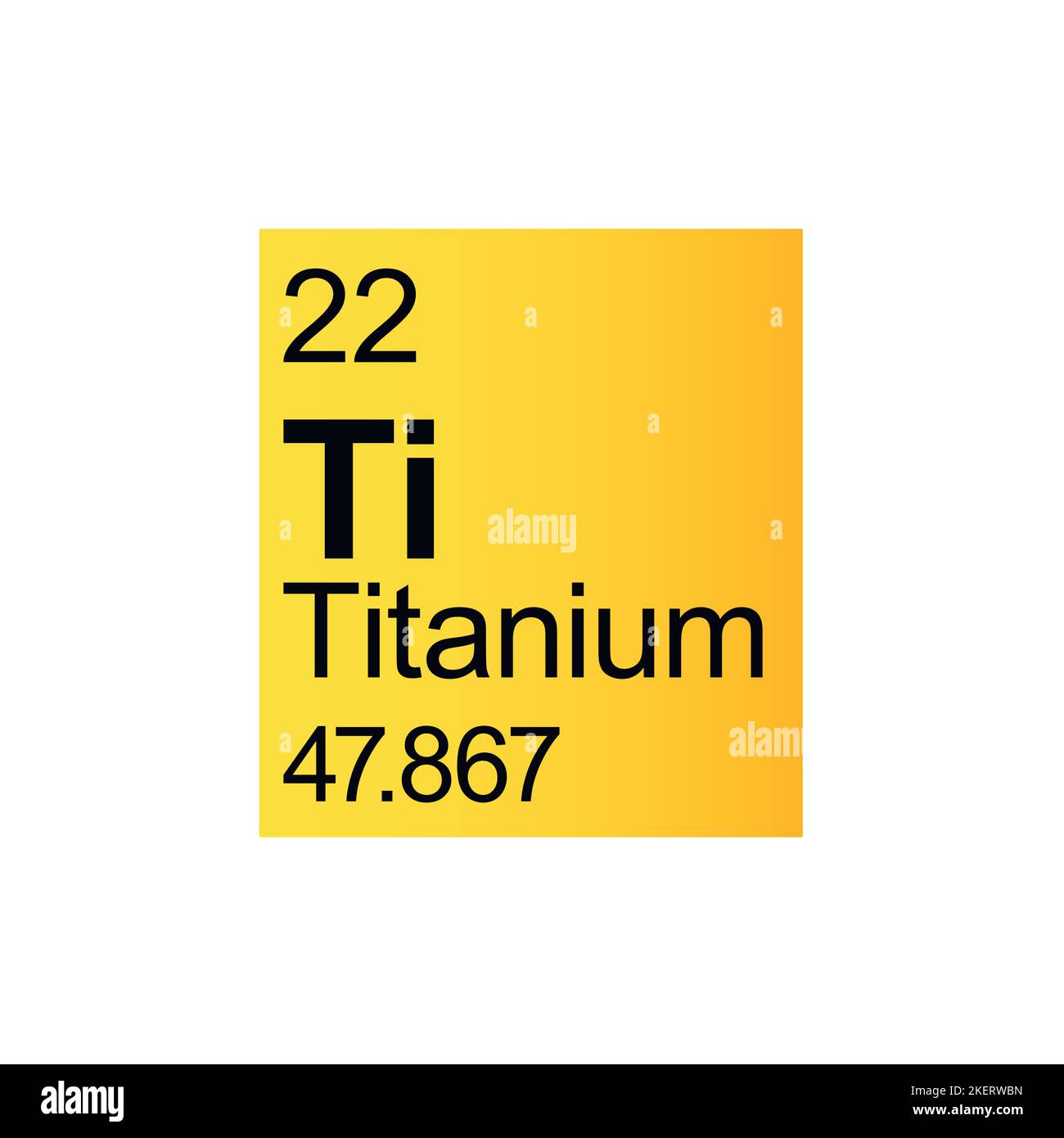 Titanium chemisches Element von Mendeleeev Periodensystem auf gelbem Hintergrund. Stock Vektor