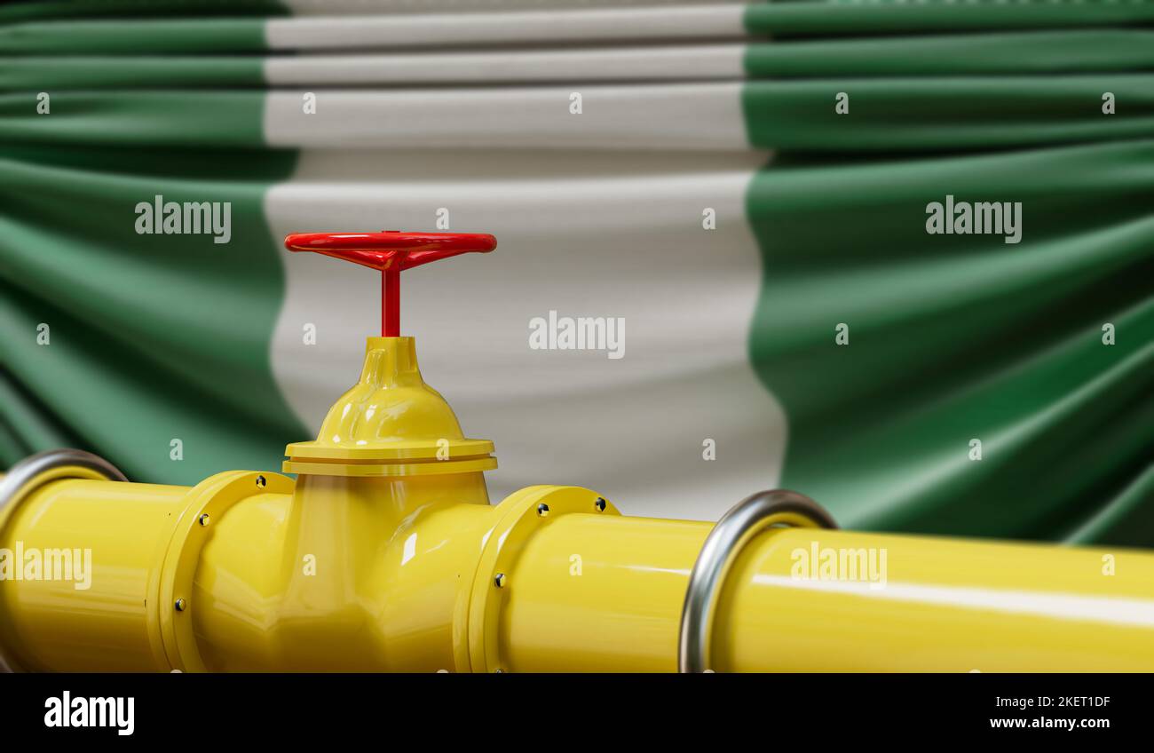 Öl- und Gaspipeline in Nigeria. Konzept der Ölindustrie. 3D Rendering Stockfoto
