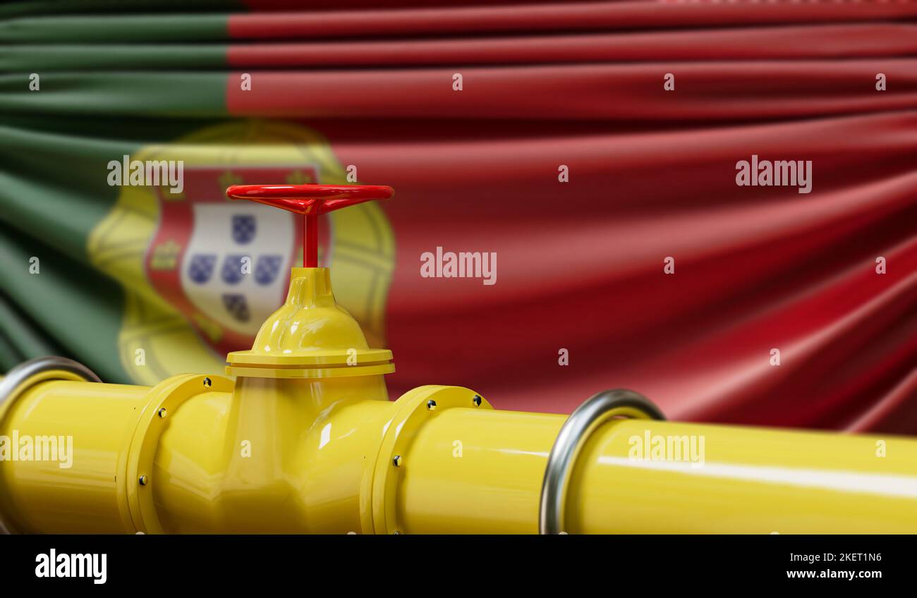 Öl- und Gaspipeline in Portugal. Konzept der Ölindustrie. 3D Rendering Stockfoto