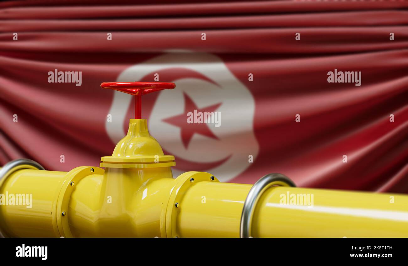 Öl- und Gaspipeline in Tunesien. Konzept der Ölindustrie. 3D Rendering Stockfoto