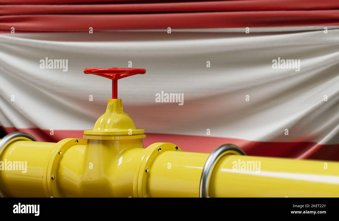 Österreich Öl- und Gaspipeline. Konzept der Ölindustrie. 3D Rendering Stockfoto