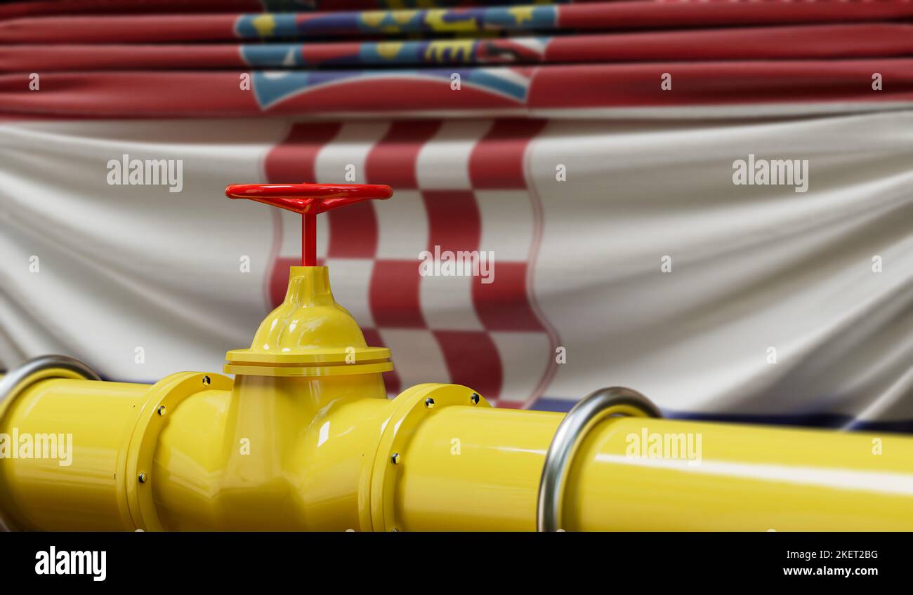 Kroatien Öl- und Gaspipeline. Konzept der Ölindustrie. 3D Rendering Stockfoto