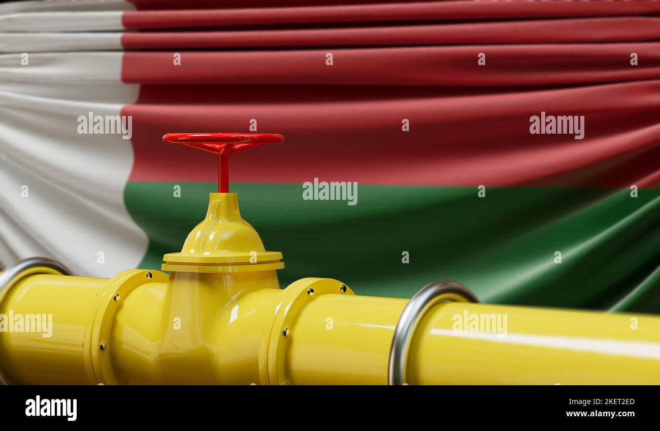 Öl- und Gaspipeline madagaskar. Konzept der Ölindustrie. 3D Rendering Stockfoto