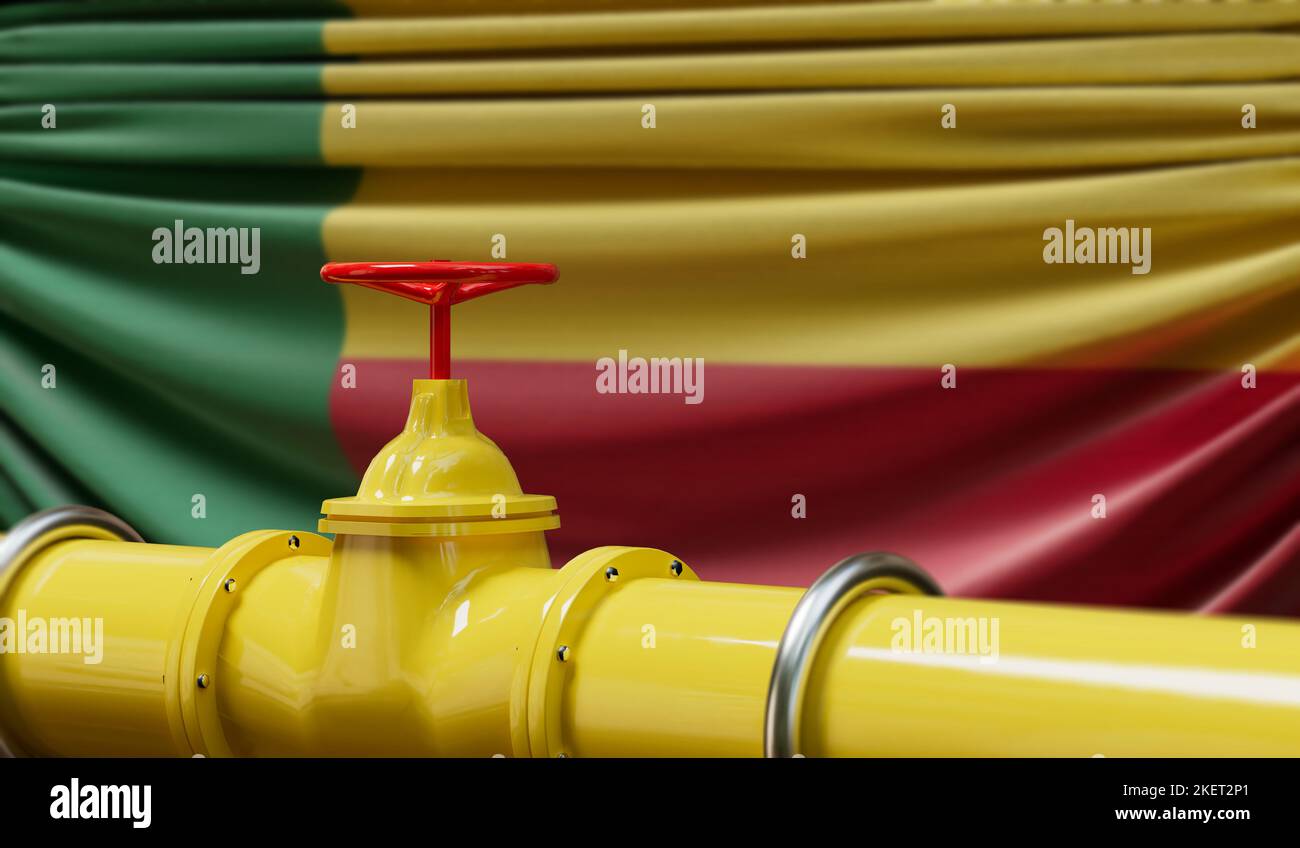 Öl- und Gaspipeline in Benin. Konzept der Ölindustrie. 3D Rendering Stockfoto