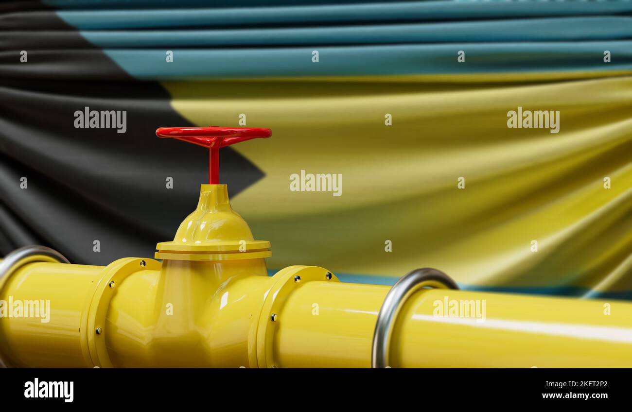 Bahamas Öl- und Gaspipeline. Konzept der Ölindustrie. 3D Rendering Stockfoto